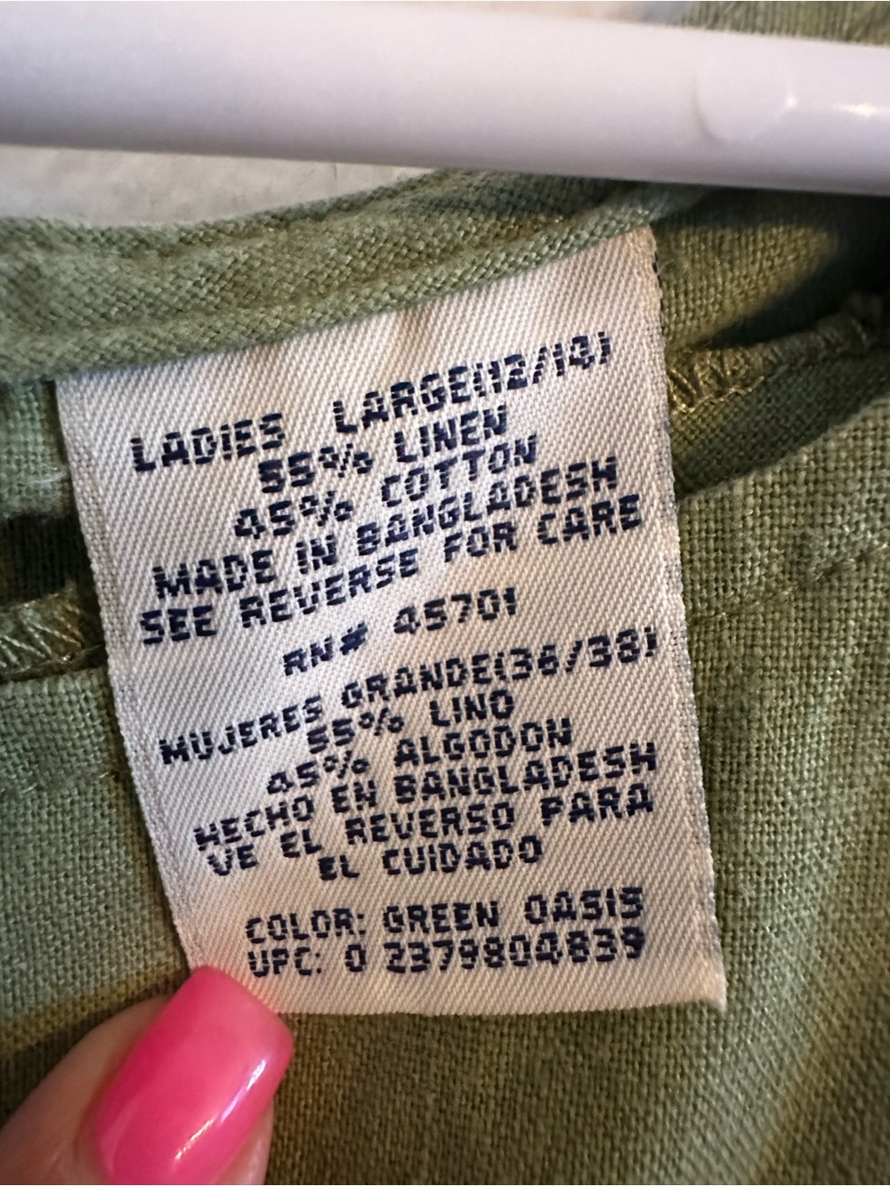White Stag Linen Blend Olive Green Maxi Dress Large Cottagecore Lagenlook Boho - Picture 4 of 7